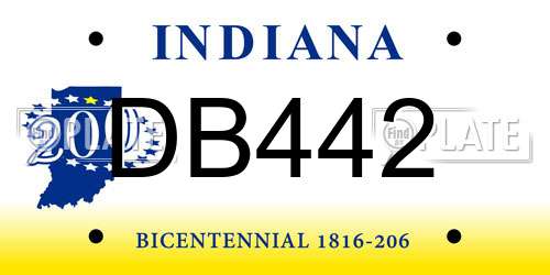 DB442 Indiana License Plate