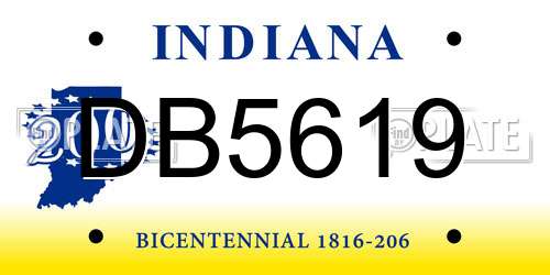 DB5619 Indiana License Plate
