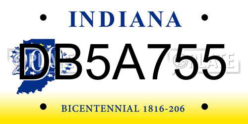 DB5A755 Indiana License Plate