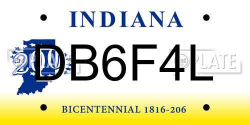 DB6F4L Indiana License Plate