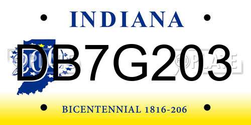 DB7G203 Indiana License Plate