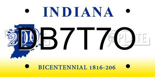 DB7T7O Indiana License Plate