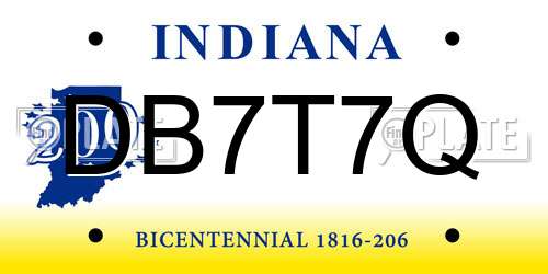 DB7T7Q Indiana License Plate