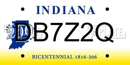 DB7Z2Q Indiana License Plate