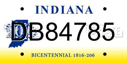 DB84785 Indiana License Plate