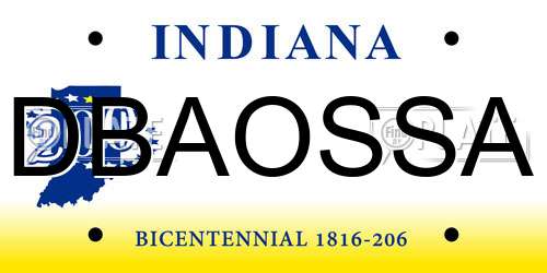 DBAOSSA Indiana License Plate