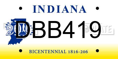 DBB419 Indiana License Plate