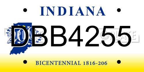 DBB4255 Indiana License Plate