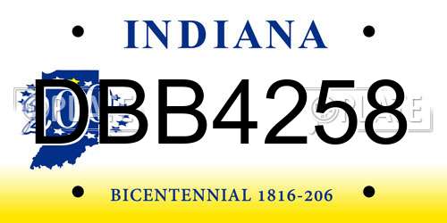 DBB4258 Indiana License Plate