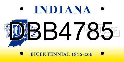 DBB4785 Indiana License Plate