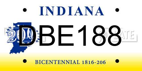 DBE188 Indiana License Plate