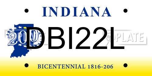 DBI22L Indiana License Plate