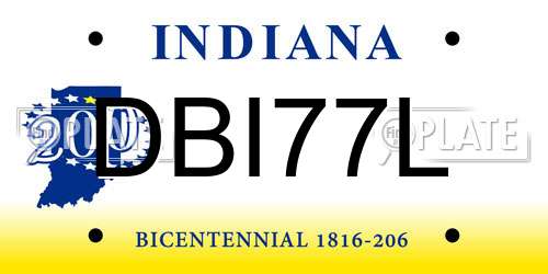 DBI77L Indiana License Plate