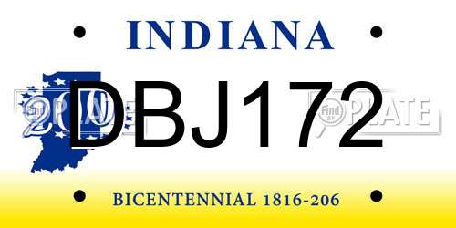 DBJ172 Indiana License Plate