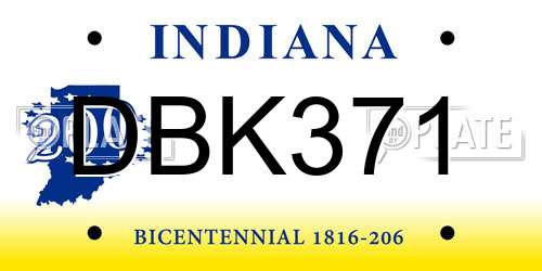 DBK371 Indiana License Plate