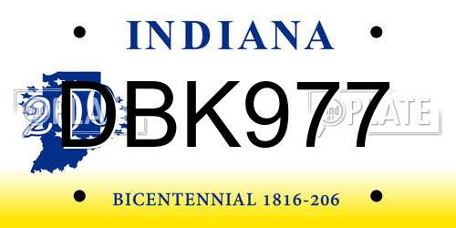 DBK977 Indiana License Plate