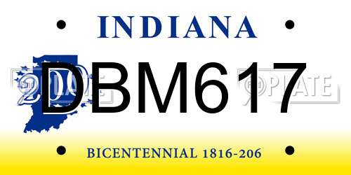 DBM617 Indiana License Plate