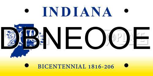 DBNEOOE Indiana License Plate