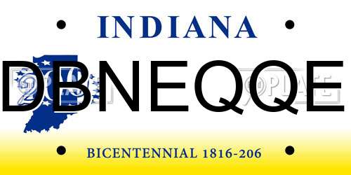 DBNEQQE Indiana License Plate