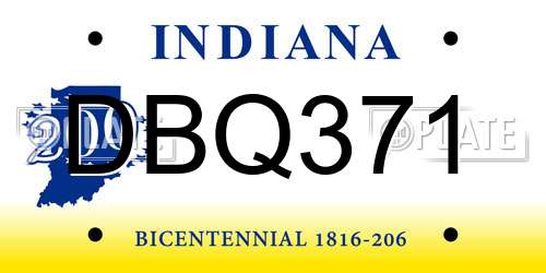 DBQ371 Indiana License Plate