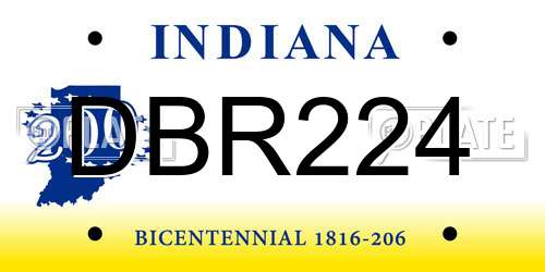 DBR224 Indiana License Plate