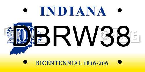 DBRW38 Indiana License Plate