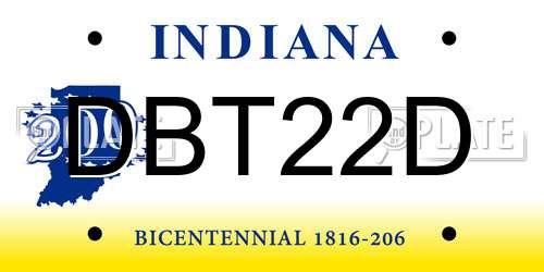 DBT22D Indiana License Plate