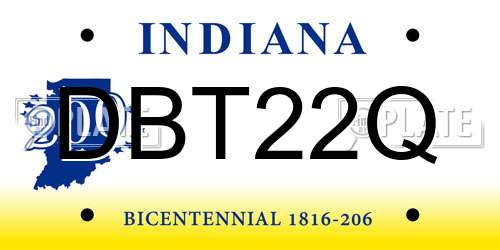 DBT22Q Indiana License Plate