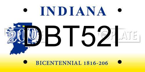 DBT52I Indiana License Plate