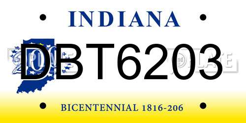 DBT6203 Indiana License Plate