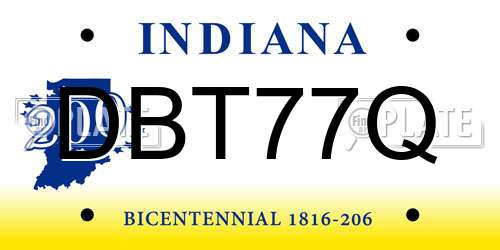 DBT77Q Indiana License Plate