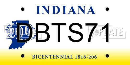 DBTS71 Indiana License Plate