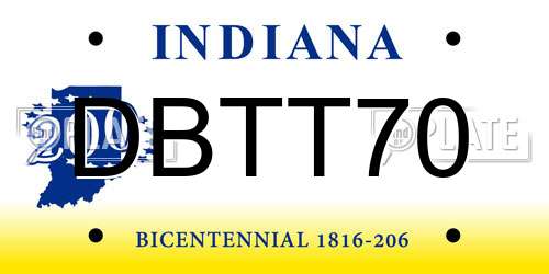 DBTT70 Indiana License Plate