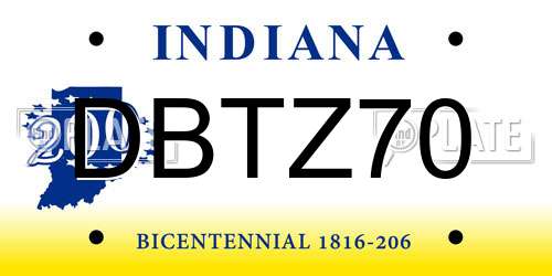 DBTZ70 Indiana License Plate