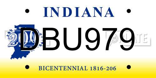 DBU979 Indiana License Plate