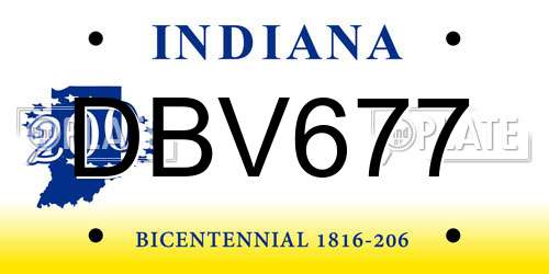 DBV677 Indiana License Plate