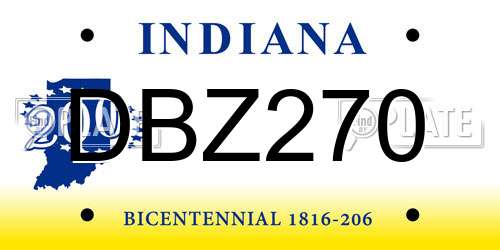 DBZ270 Indiana License Plate