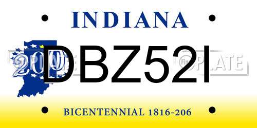DBZ52I Indiana License Plate