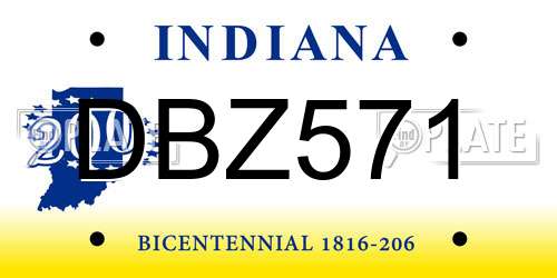 DBZ571 Indiana License Plate