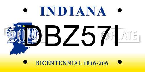 DBZ57I Indiana License Plate