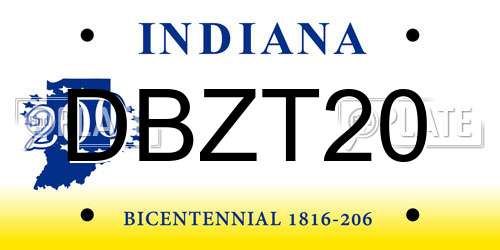 DBZT20 Indiana License Plate
