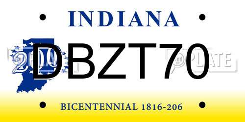 DBZT70 Indiana License Plate