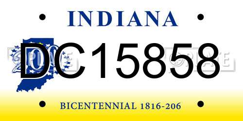 DC15858 Indiana License Plate