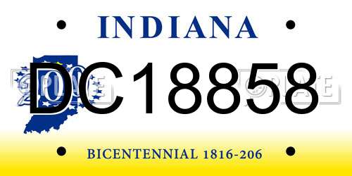 DC18858 Indiana License Plate