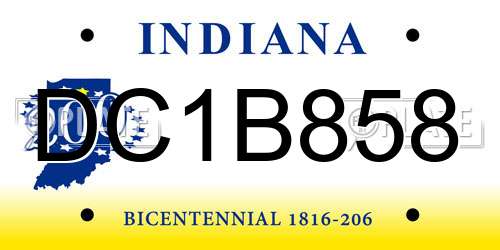 DC1B858 Indiana License Plate