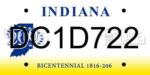 DC1D722 Indiana License Plate