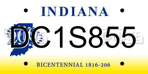 DC1S855 Indiana License Plate
