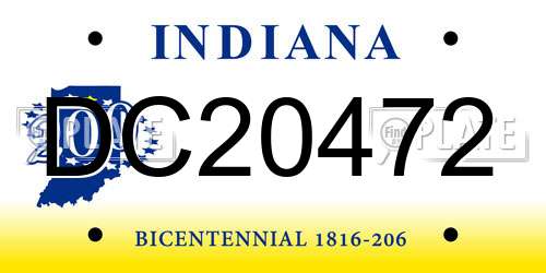 DC20472 Indiana License Plate