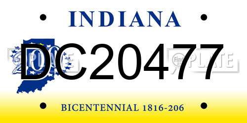 DC20477 Indiana License Plate
