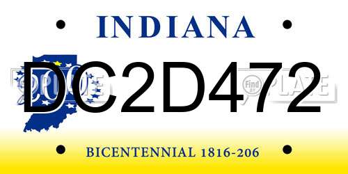 DC2D472 Indiana License Plate